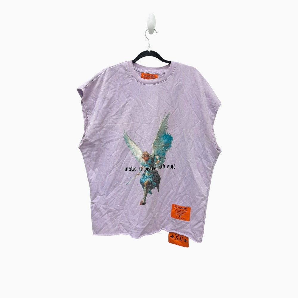 Rich & Guilty Mens XL Lilac Angel Graphic Sleeveless Streetwear Muscle Tee
